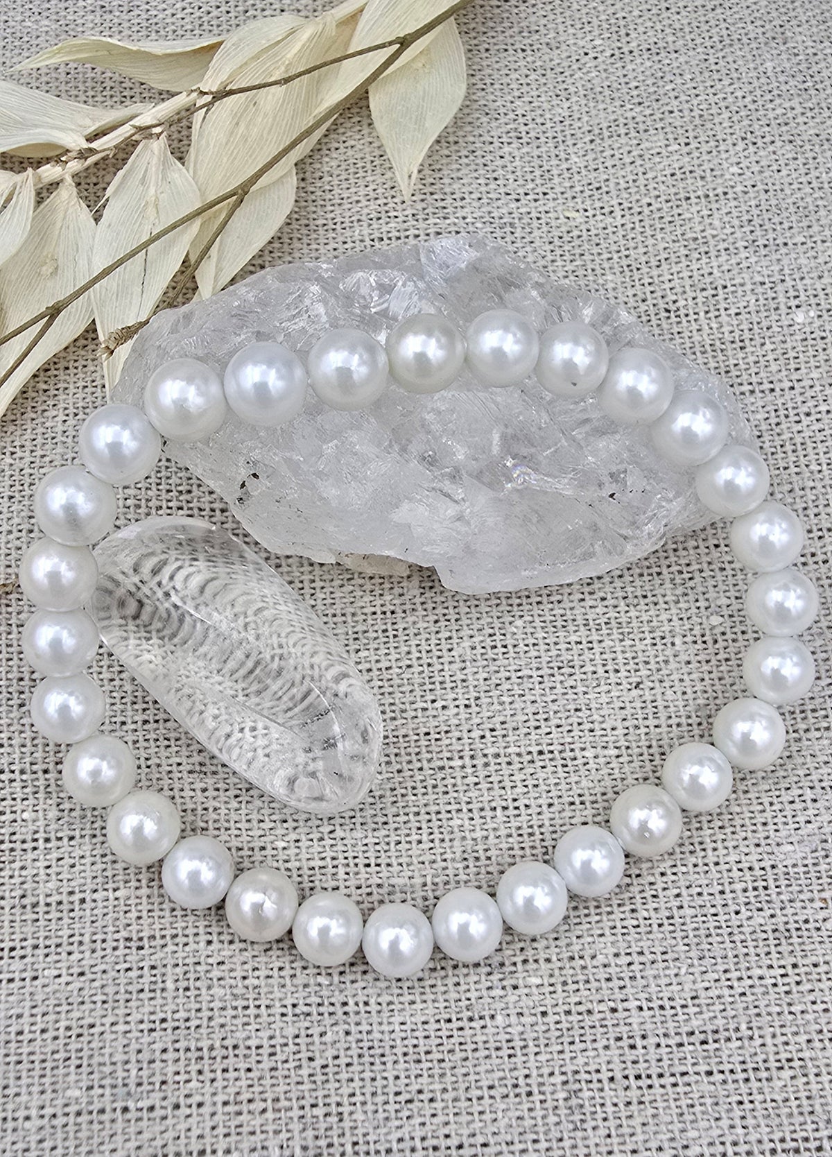 Zoetwater parel kogelarmband 6mm