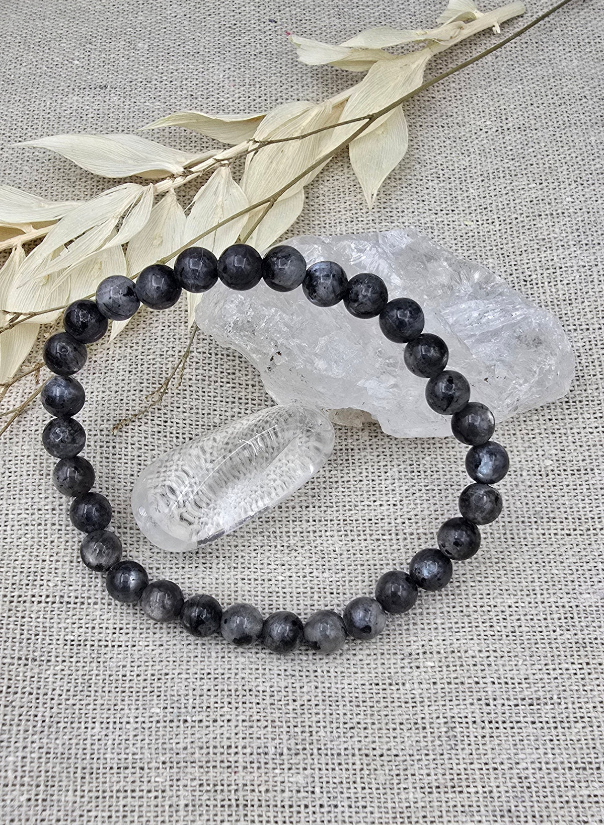 Larvikiet kogelarmband 6 mm
