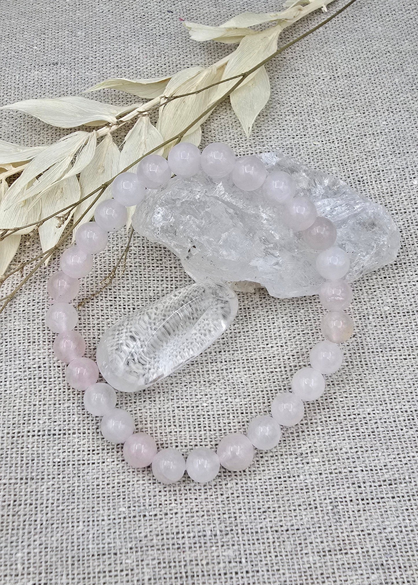 Rozenkwarts kogelarmband 6 mm