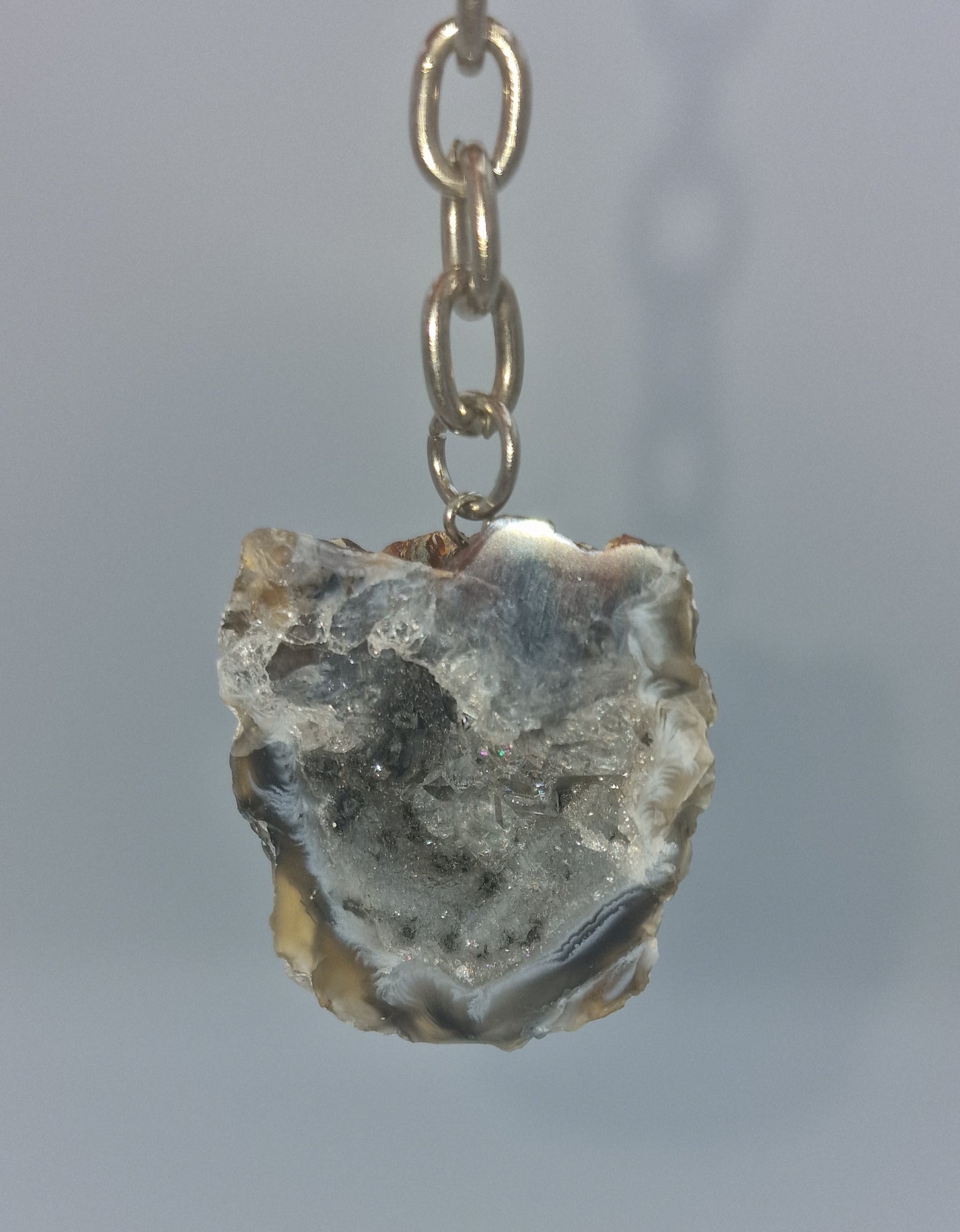 Agaat geode sleutelhanger