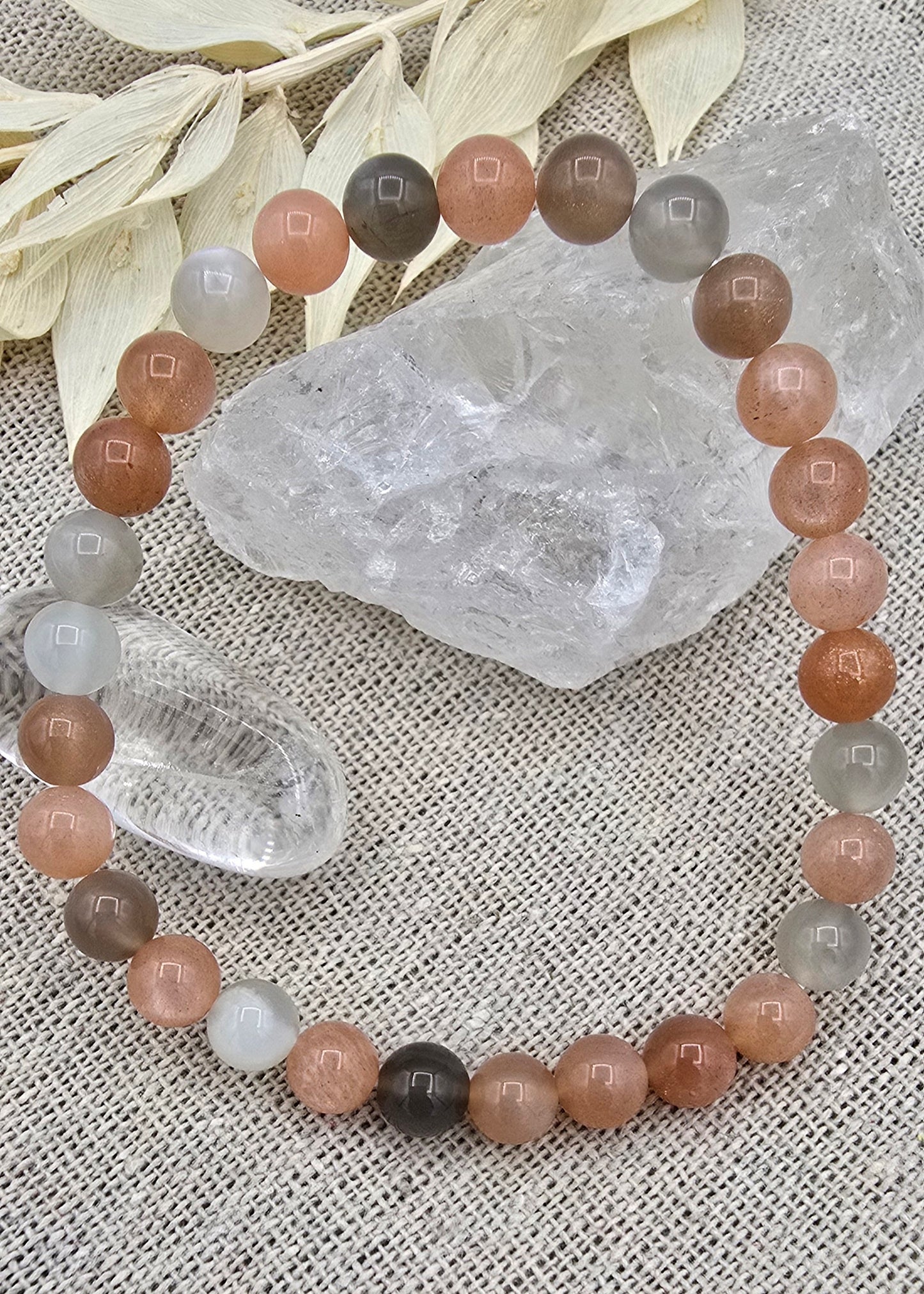 Maansteen mix kogelarmband 6mm