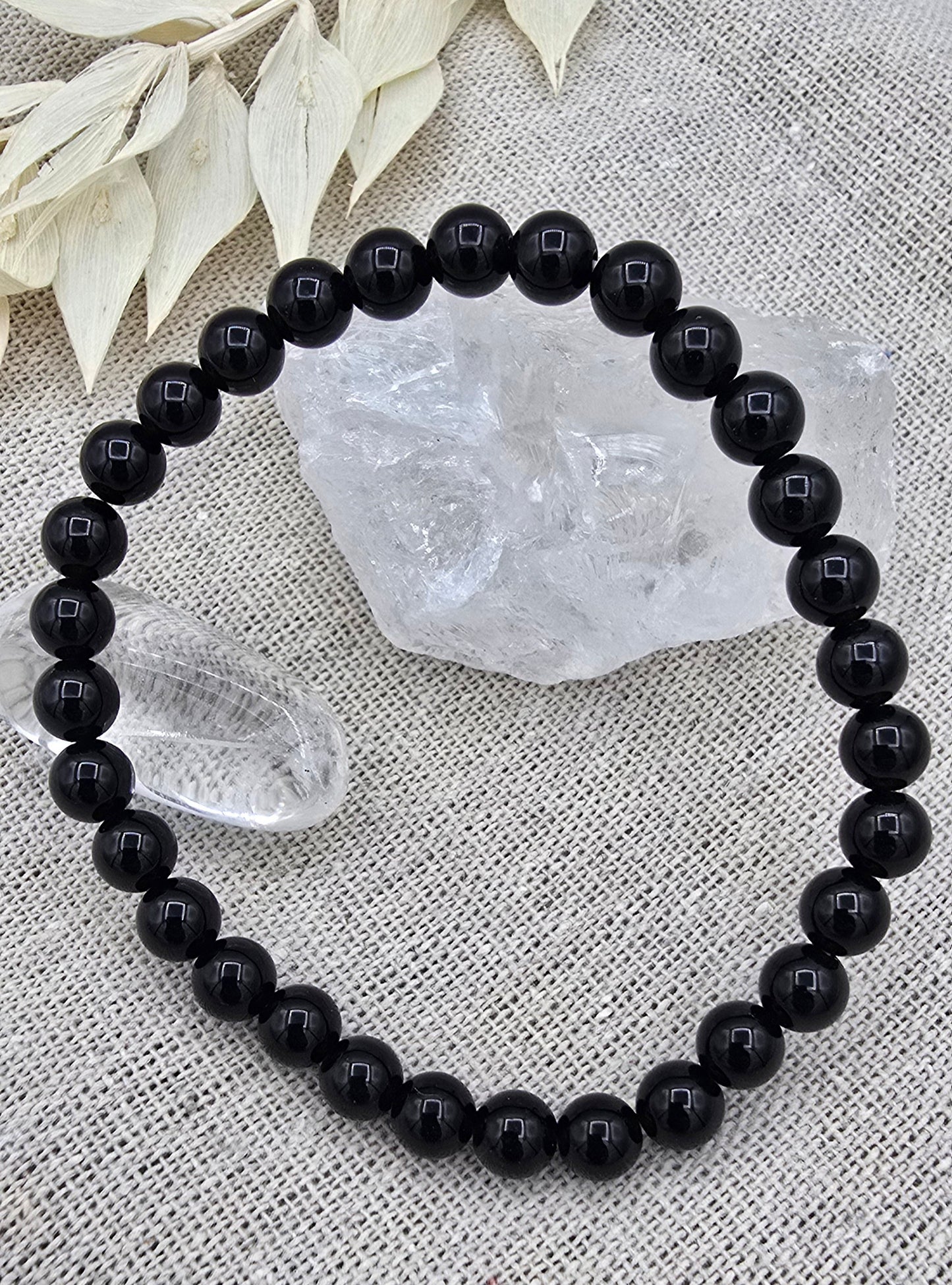 Zwarte Obsidiaan kogelarmband 6mm
