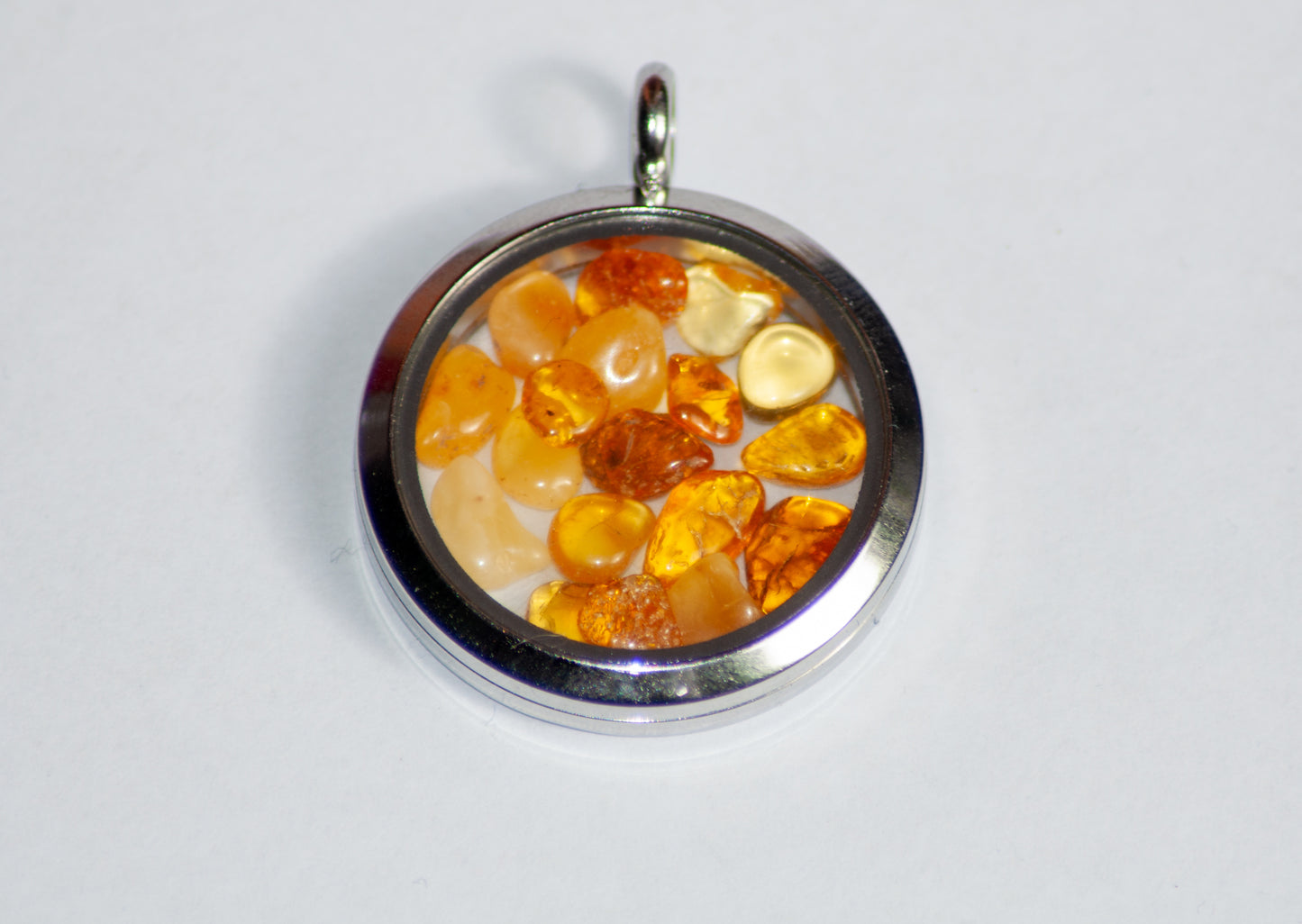 Glazen hanger zilver met Barnsteen