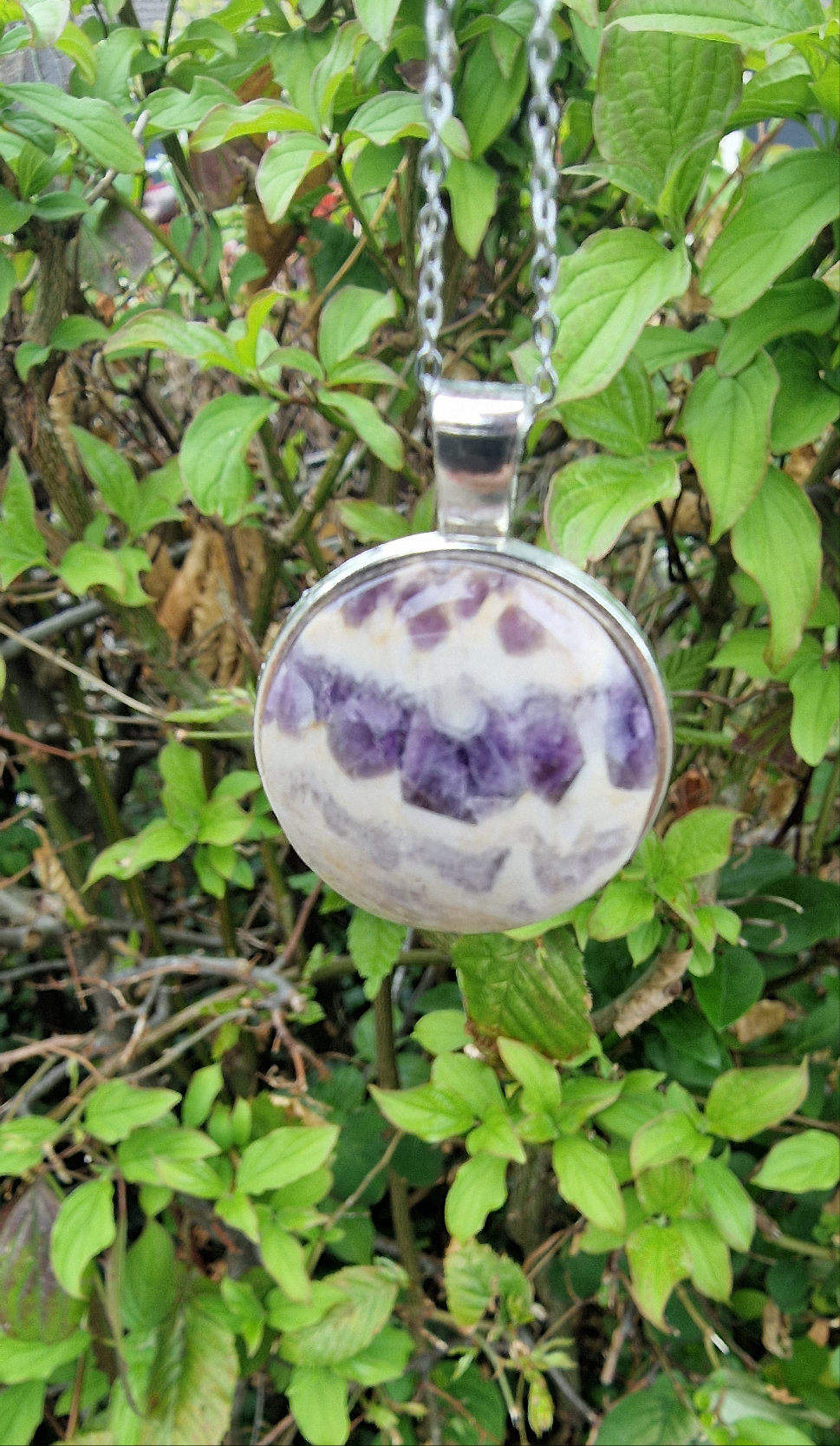 Chevron Amethist hanger rond