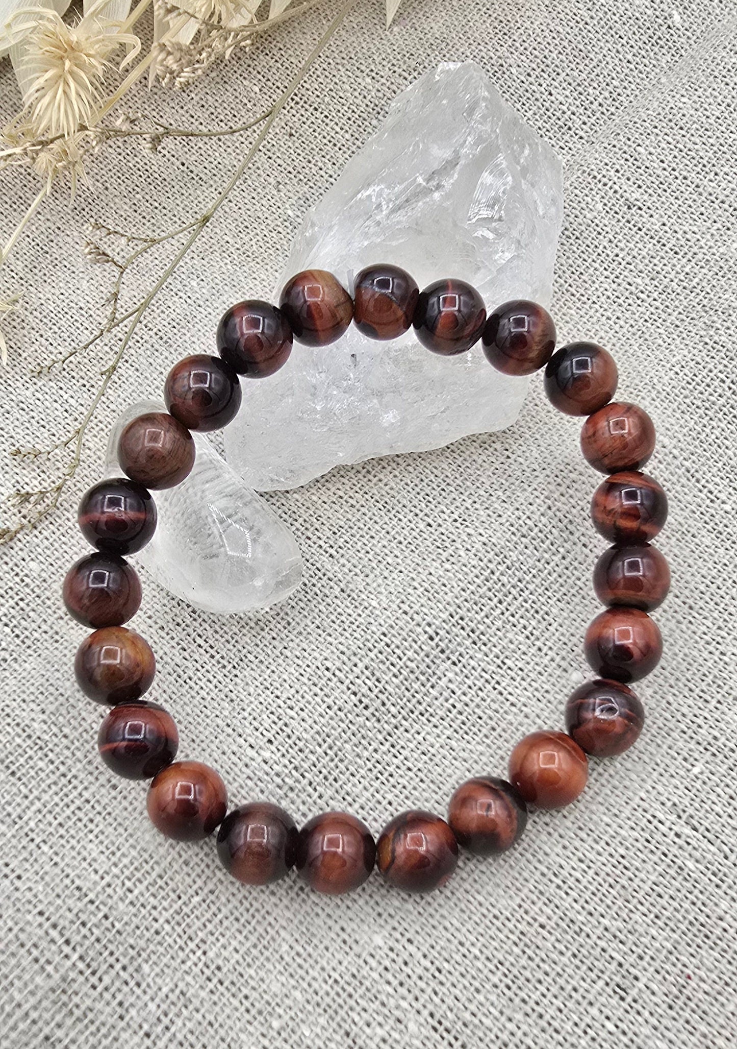 Rode tijgeroog kogelarmband 8mm