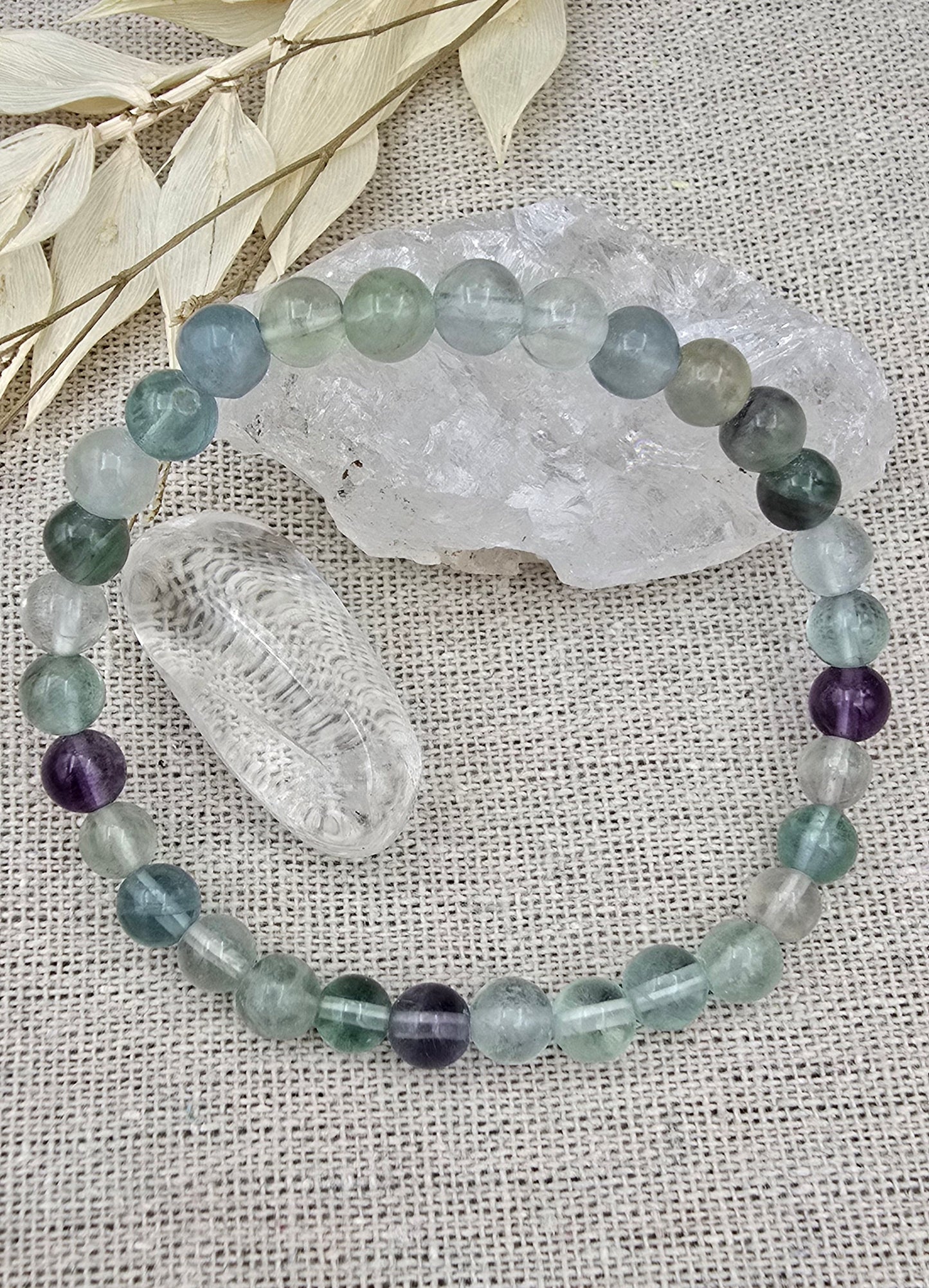 Fluoriet kogelarmband 6 mm