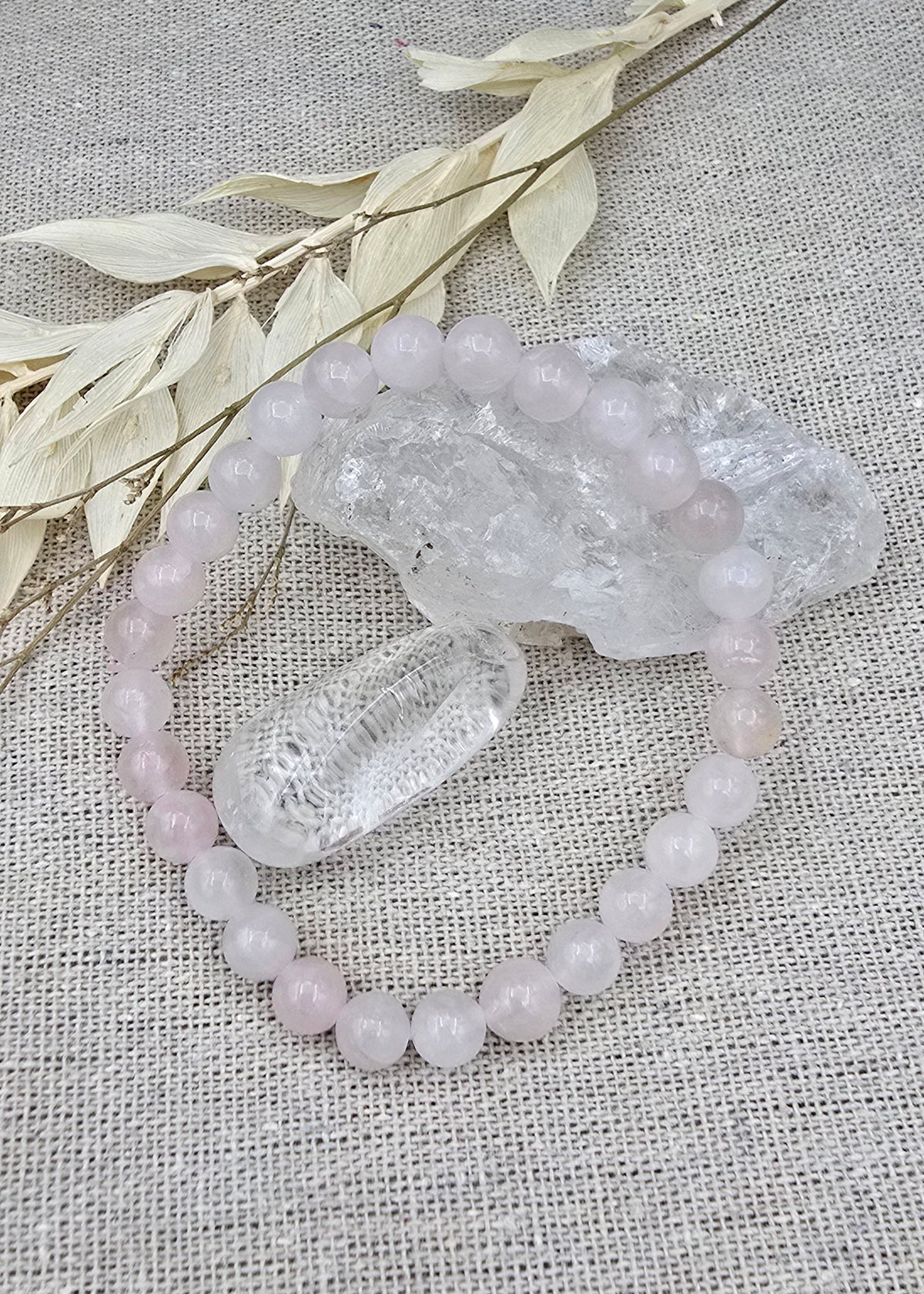 Rozenkwarts kogelarmband 6 mm