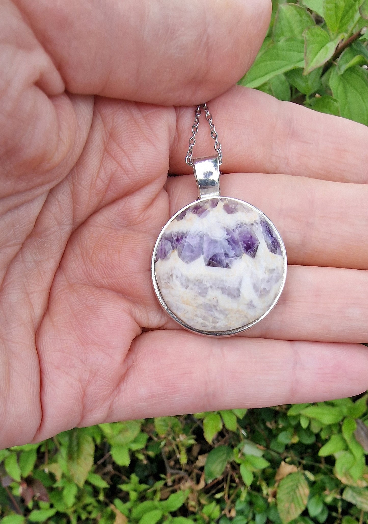 Chevron Amethist hanger rond