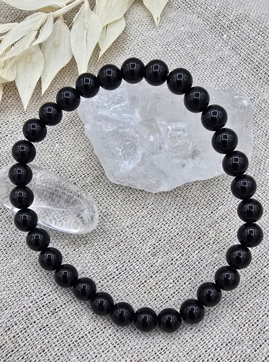 Zwarte Obsidiaan kogelarmband 6mm