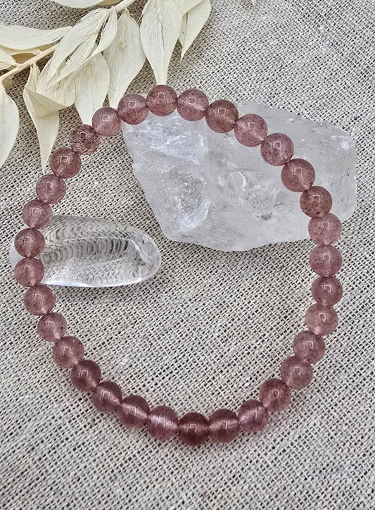 Aardbeienkwarts kogelarmband 6mm