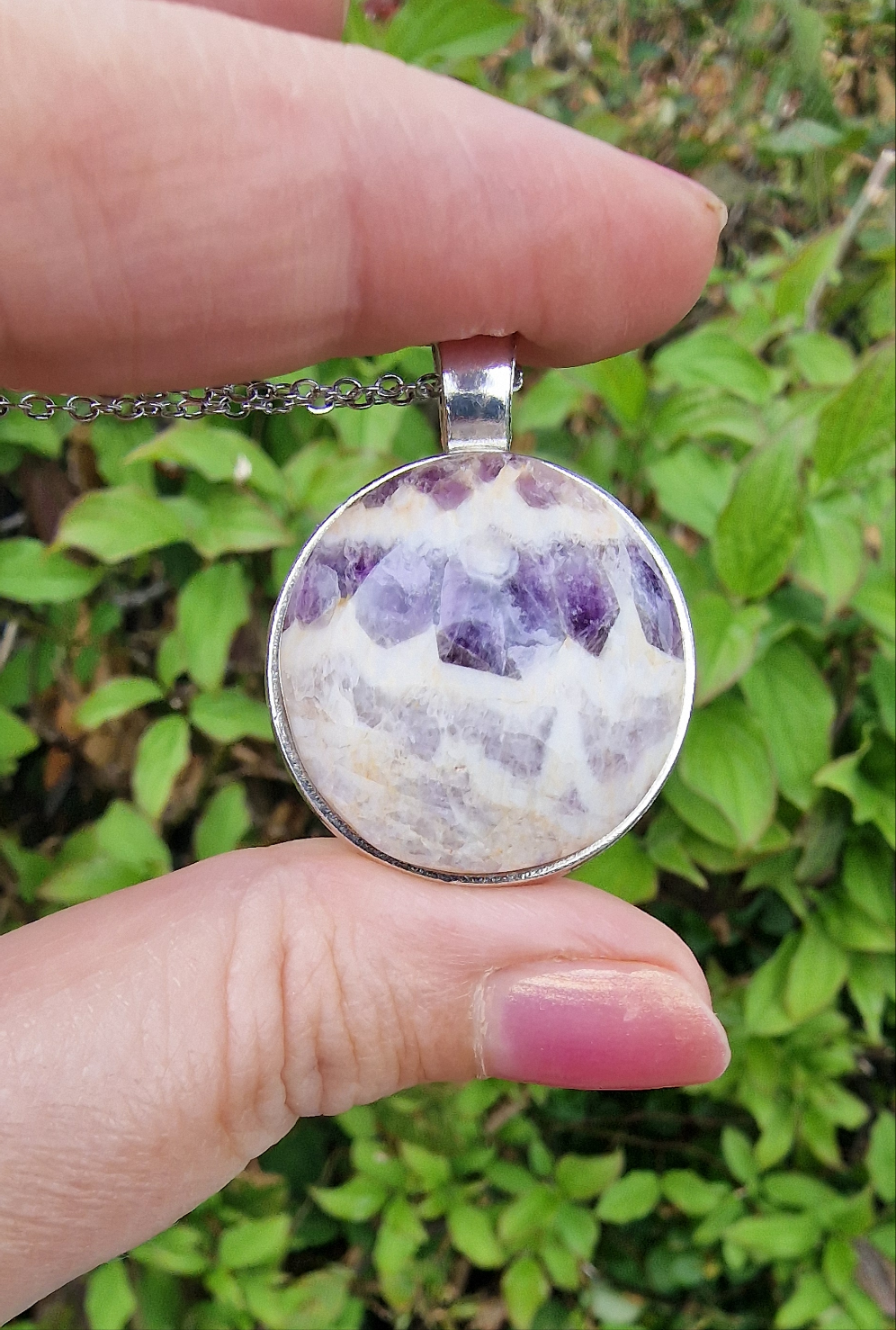 Chevron Amethist hanger rond